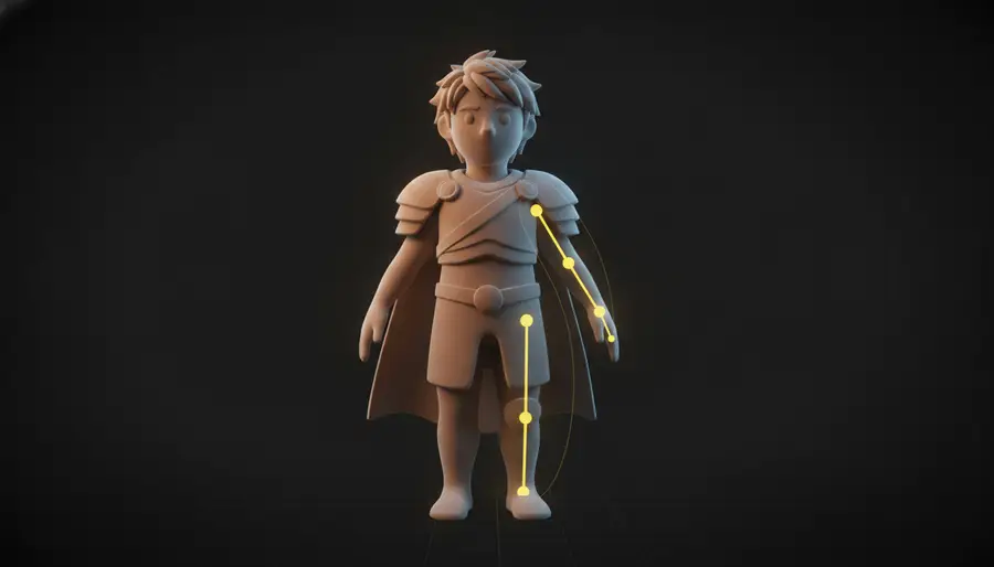 Ein statischer 3D-Charakter erhält ein Skeleton und spielt eine Laufanimation